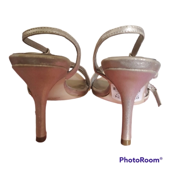 LE CHATEAU Gold Crystal Open Toe High Heel Sandals - Size 5 / 35 - Picture 4 of 5